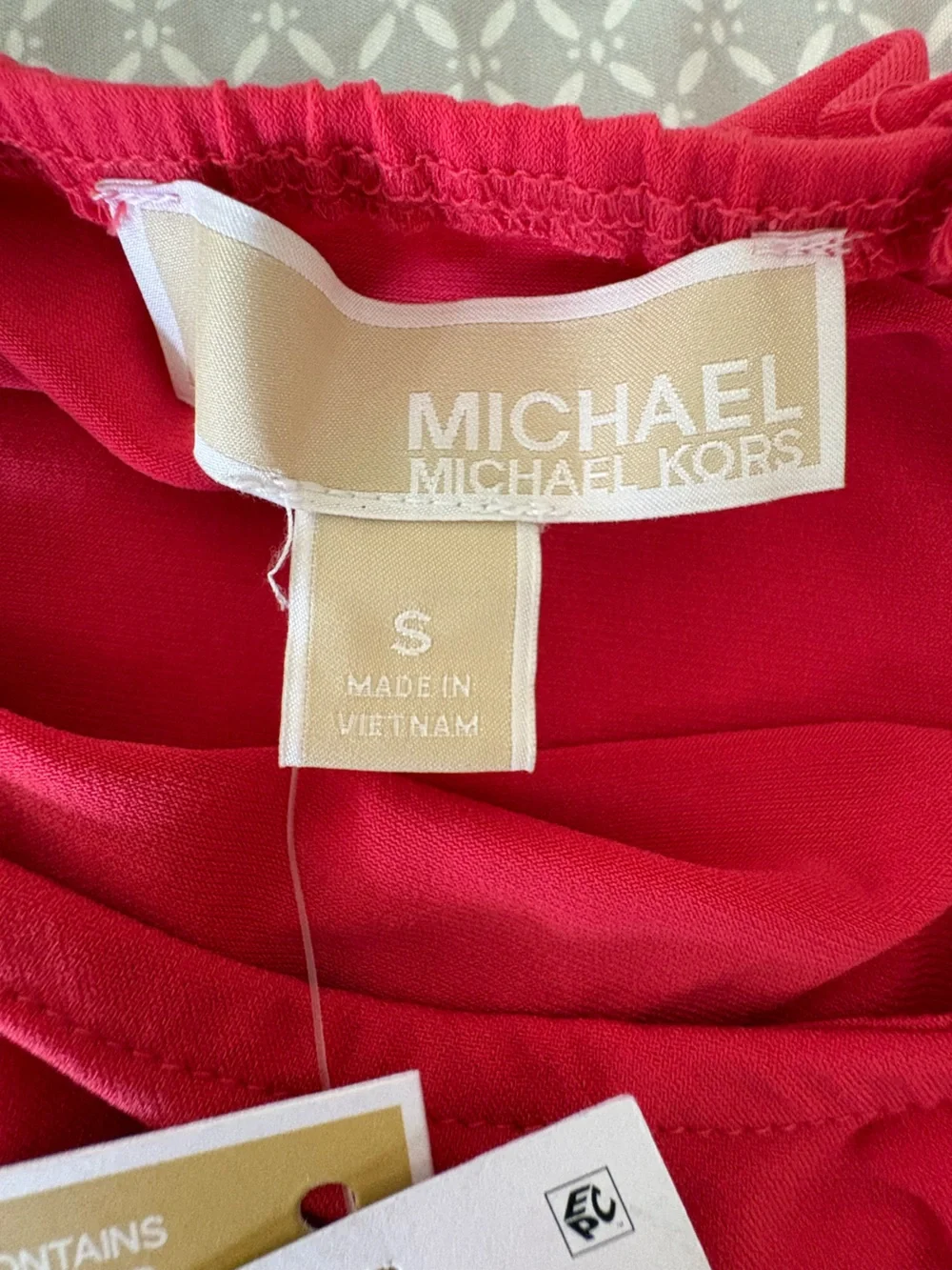 Small Michael Kors Pink Cold Shoulder Keyhole Long Sleeve Top